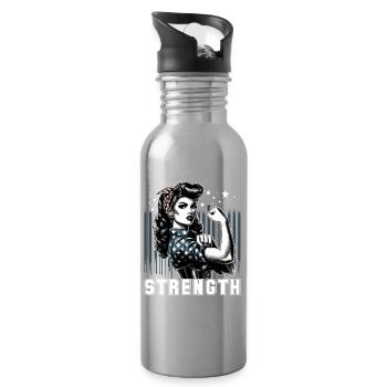 Stärke Frau Rockabilly Geschenk - Trinkflasche mit integriertem Trinkhalm - Lightsilver - Rechts