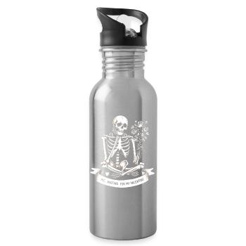Me Waiting for My Valentine - Single, Valentine's Day - Water bottle with straw - silver - Right