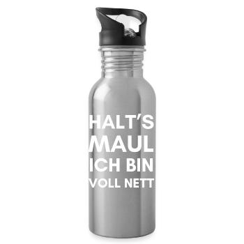 Halt's Maul ich bin voll nett! Lustige Sprüche - Trinkflasche mit integriertem Trinkhalm - Lightsilver - Rechts