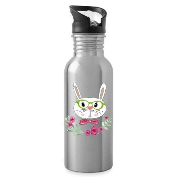 Osterhase Osterfest - Trinkflasche mit integriertem Trinkhalm - Lightsilver - Rechts