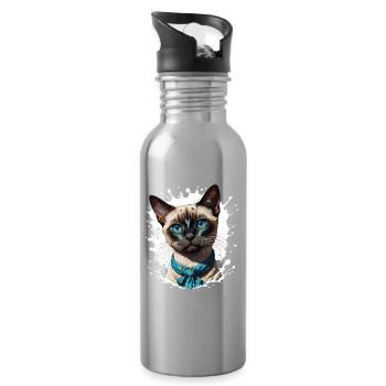 Siamkatze - Trinkflasche mit integriertem Trinkhalm - Lightsilver - Rechts