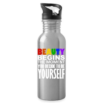 LGBTQIA+ - Trinkflasche mit integriertem Trinkhalm - Lightsilver - Rechts