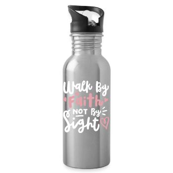 Christlicher Glaube Bibelvers - Trinkflasche mit integriertem Trinkhalm - Lightsilver - Rechts