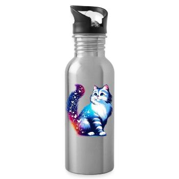 Cat - Water bottle with straw - silver - Right