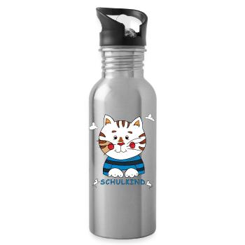 Einschulung Schulkind - Trinkflasche mit integriertem Trinkhalm - Lightsilver - Rechts