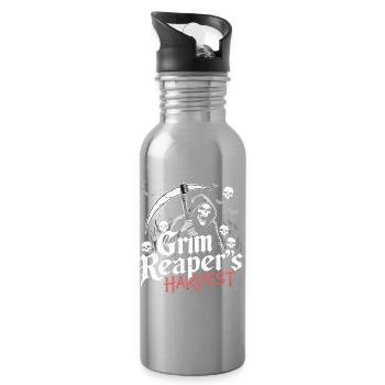 Gloomy Harvest Reaper - Water bottle with straw - silver - Right
