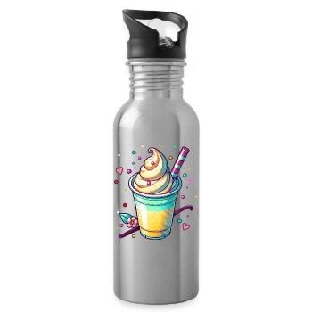 Seductive Vanilla Dreams: Vanilla Milkshake - Water bottle with straw - silver - Right