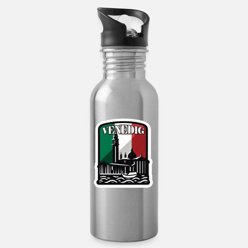Viva Venezia - Trinkflasche mit integriertem Trinkhalm - Lightsilver
