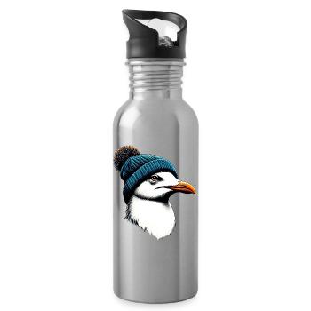 Möwe - Trinkflasche mit integriertem Trinkhalm - Lightsilver - Rechts