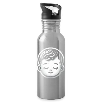 Baby Kopf Schlaf - Trinkflasche mit integriertem Trinkhalm - Lightsilver - Rechts