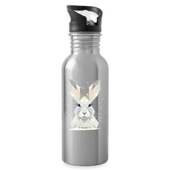 weißer Schneehase-Zeitlose Eleganz des Winters - Trinkflasche mit integriertem Trinkhalm - Lightsilver - Rechts