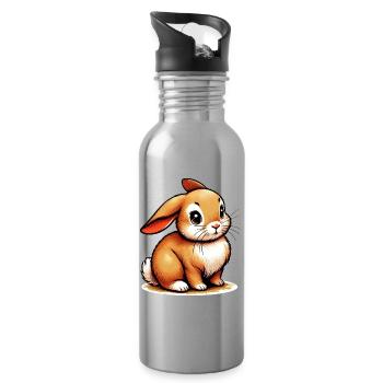 Lapin - Gourde avec paille intégrée - argent clair - Droite