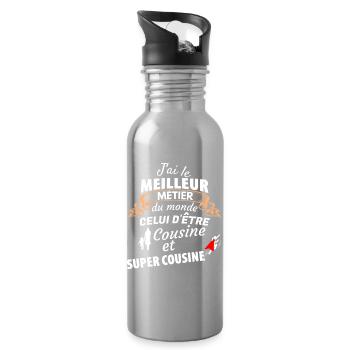Fierté de la famille cousine super côte - Gourde avec paille intégrée - argent clair - Droite