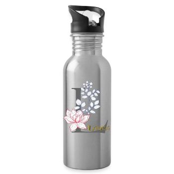 Initiale Buchstabe Laura - Trinkflasche mit integriertem Trinkhalm - Lightsilver - Rechts