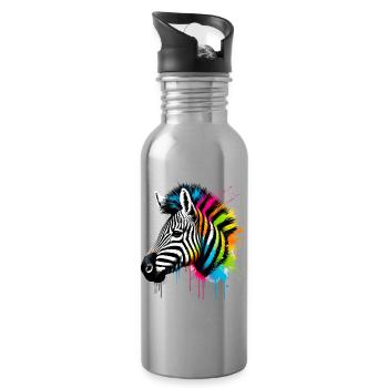 Zebra - Trinkflasche mit integriertem Trinkhalm - Lightsilver - Rechts