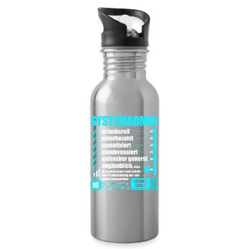 Systemadministrator, IT-Support, Netzwerkadmin, PC - Trinkflasche mit integriertem Trinkhalm - Lightsilver - Rechts