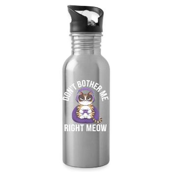 Gamer Cat: Stör mich nicht richtig Miau - Trinkflasche mit integriertem Trinkhalm - Lightsilver - Rechts