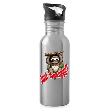 Süßer Faultier mit humoristischem Spruch - Trinkflasche mit integriertem Trinkhalm - Lightsilver - Rechts