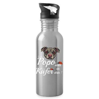 Funny Dog - Water bottle with straw - silver - Right