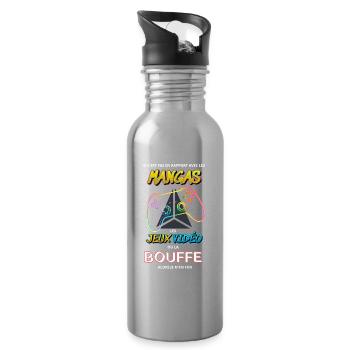 Mangas Jeux Vidéo Néon Bouffe - Gourde avec paille intégrée - argent clair - Droite