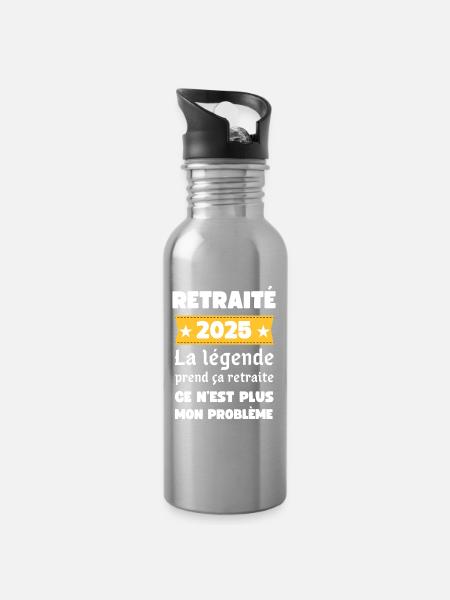 La Légende Retraite 2025 - Gourde avec paille intégrée - argent clair