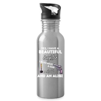 Daughter Gun Shovel Alibi - Water bottle with straw - silver - Right