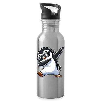 Cooler Pinguin Dab Sonnenbrille Cartoon - Trinkflasche mit integriertem Trinkhalm - Lightsilver - Rechts