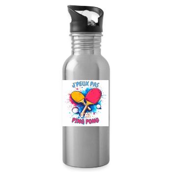 Ping Pong Coloré Déchaîné - Gourde avec paille intégrée - argent clair - Droite
