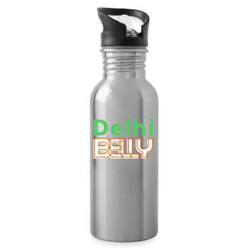 Delhi Belly Neon-Logo T-Shirt - Trinkflasche mit integriertem Trinkhalm - Lightsilver - Rechts