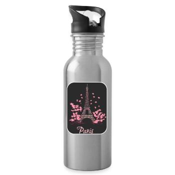 Eiffel der rosa Blüte in Paris - Trinkflasche mit integriertem Trinkhalm - Lightsilver - Rechts