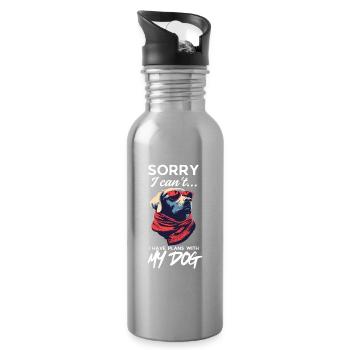 Sorry I Can't Plans With My Dog - Water bottle with straw - silver - Right
