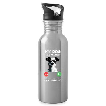 Le chien appelle : Il faut y aller - Gourde avec paille intégrée - argent clair - Droite