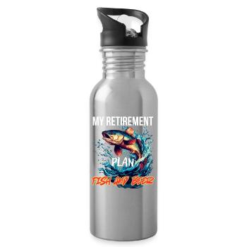 My Retirement Plan: Fish and Beer - Water bottle with straw - silver - Right