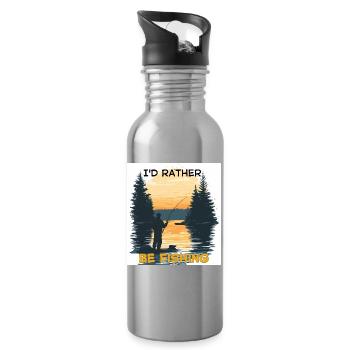 I'D RATHER BE FISHING SUNSET - Water bottle with straw - silver - Right