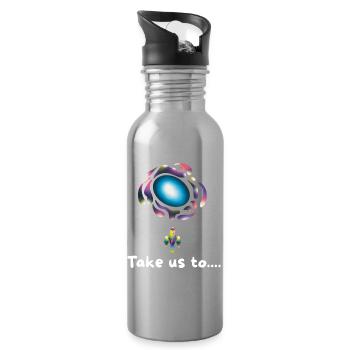 Neon Galaxy Rocket - Water bottle with straw - silver - Right