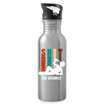 Shit I'm Drunk – Lustiges Party Trinkshirt - Trinkflasche mit integriertem Trinkhalm - Lightsilver - Rechts