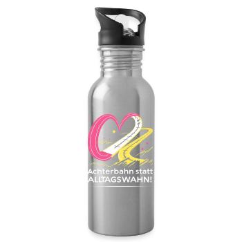 Roller coaster instead of everyday mania - Water bottle with straw - silver - Right
