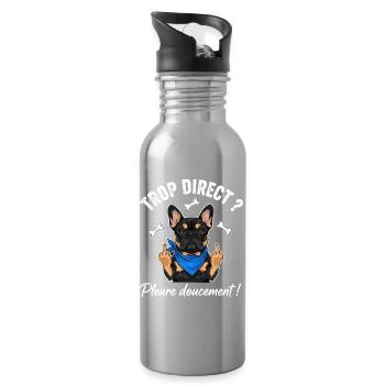 Coole Französische Bulldogge - Trinkflasche mit integriertem Trinkhalm - Lightsilver - Rechts