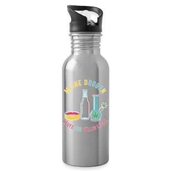 My drugs – completely legal! - Water bottle with straw - silver - Right
