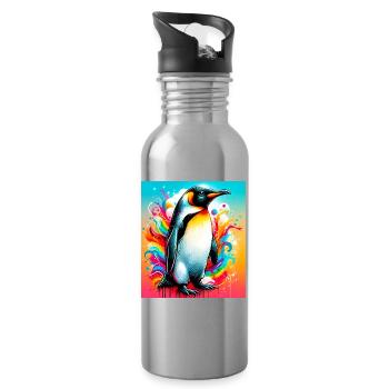 penguin - Water bottle with straw - silver - Right