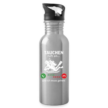 Tauchen ruft an… und ich muss gehen  - Trinkflasche mit integriertem Trinkhalm - Lightsilver - Rechts