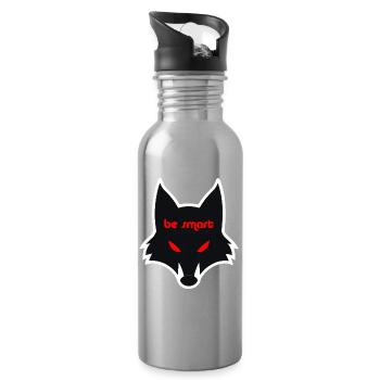 Düstere Wolfgrafik mit Botschaft - Trinkflasche mit integriertem Trinkhalm - Lightsilver - Rechts