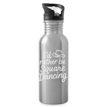 Ich wäre lieber beim Square Dancing - Trinkflasche mit integriertem Trinkhalm - Lightsilver - Rechts