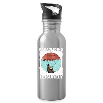 Paragliding Entspannung Design - Trinkflasche mit integriertem Trinkhalm - Lightsilver - Rechts
