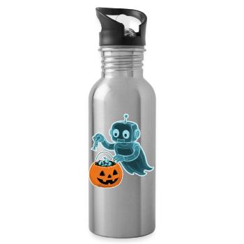 Gespenstischer Minibot mit Kürbiskorb - Trinkflasche mit integriertem Trinkhalm - Lightsilver - Rechts