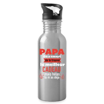 Papa Humor Geschenk Lustiger Mann Geschenkidee - Trinkflasche mit integriertem Trinkhalm - Lightsilver - Rechts