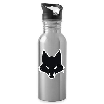 Design minimaliste de silhouette de loup - Gourde avec paille intégrée - argent clair - Droite