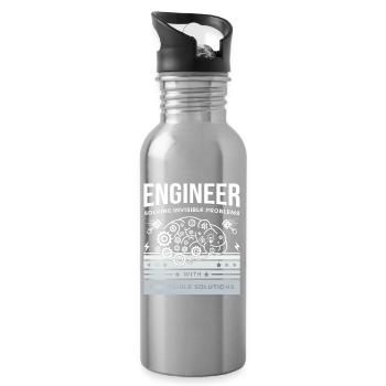 ENGINEER – Solving Invisible Problems T-Shirt - Water bottle with straw - silver - Right