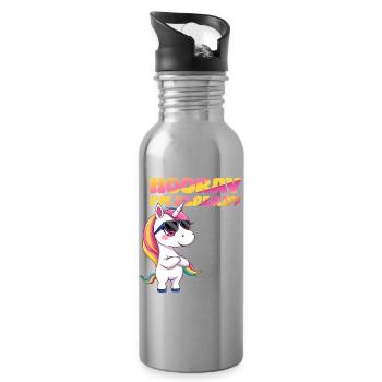 Licorne - Hourra je suis déjà - Gourde avec paille intégrée - argent clair - Droite