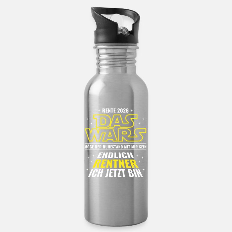 Rente 2026 Das wars Endlich Rentner ich jetzt bin - Trinkflasche mit integriertem Trinkhalm - Lightsilver